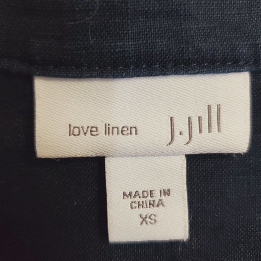 J. Jill Love Linen Button Down Side Tie Tunic Top Dark Navy Blue womens Sz XS - Picture 10 of 13